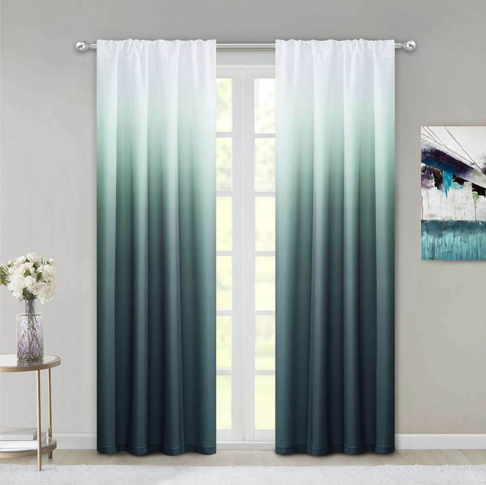 Set of Two 84" Blue Ombre Shades Window Panels