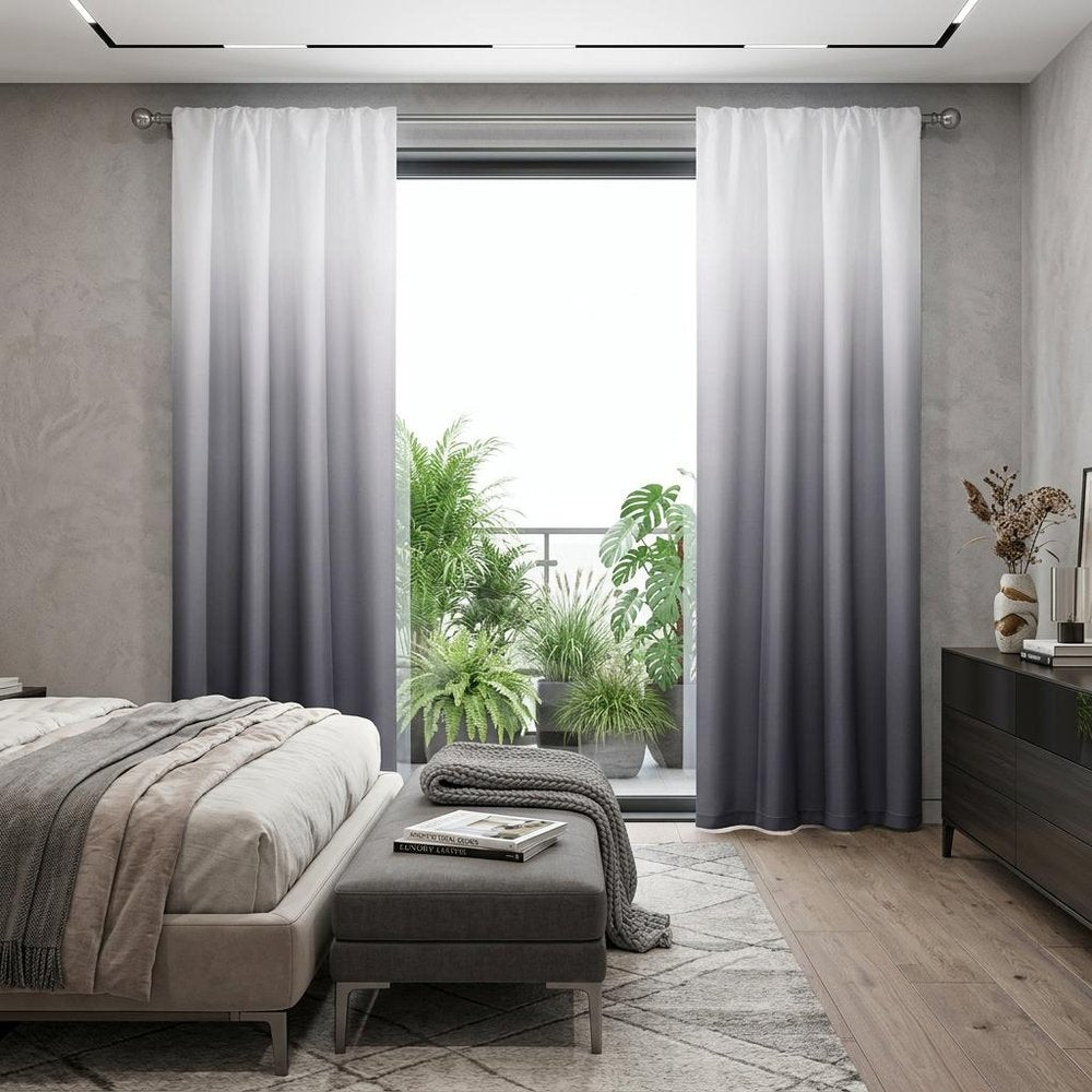 Set of Two 84" Black Ombre Shades Window Panels