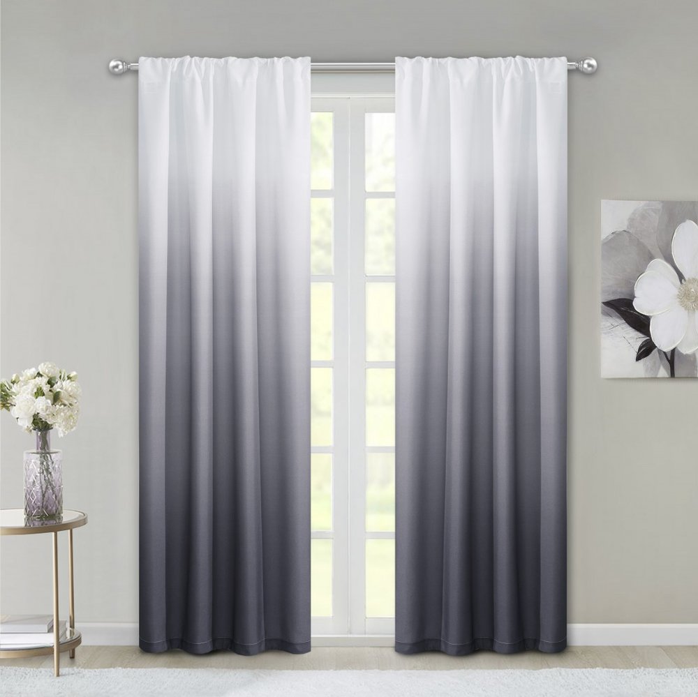 Set of Two 84" Black Ombre Shades Window Panels