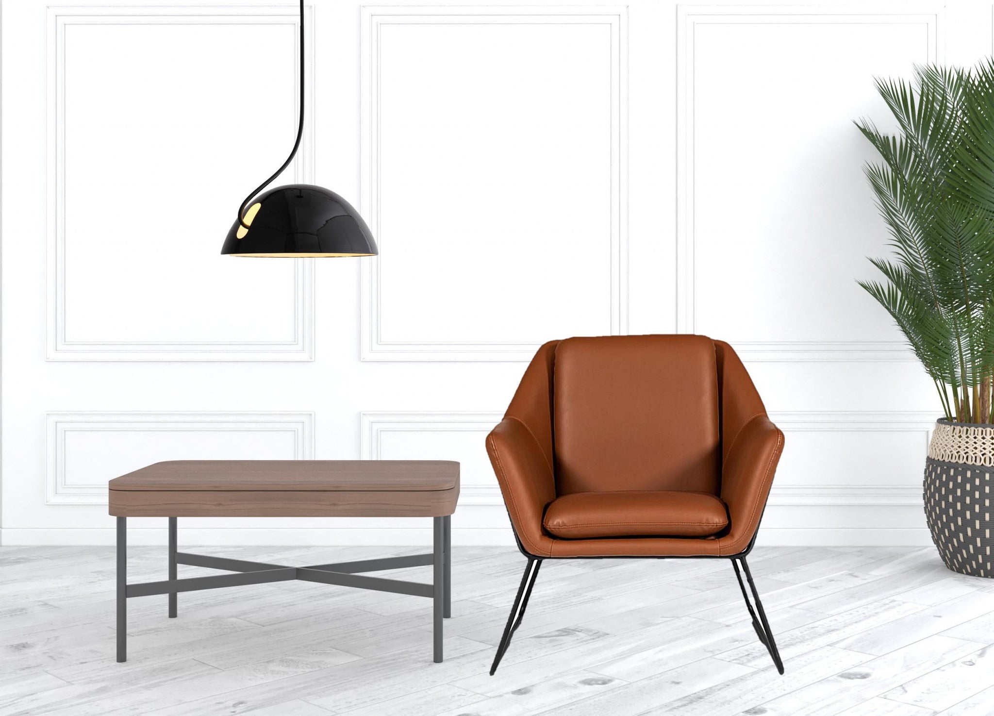 31" Brown And Black Faux Leather Lounge Chair