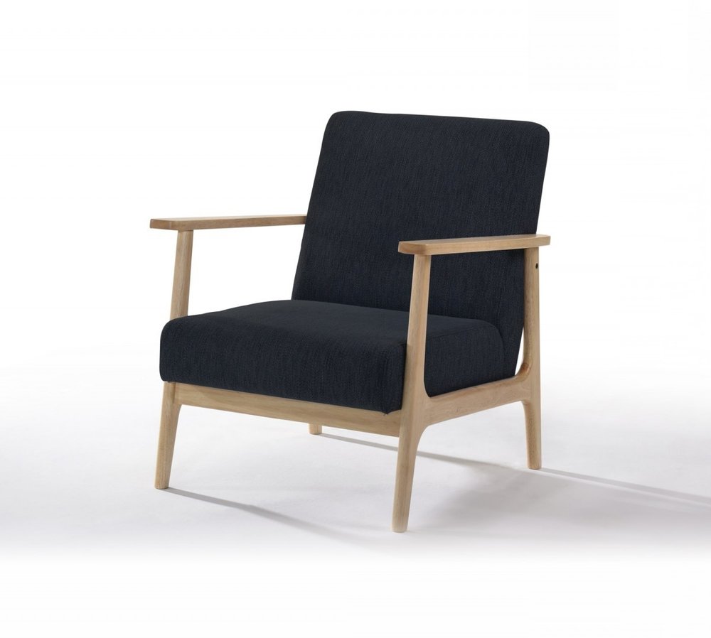 24" Black And Brown Upholstered Arm Chair