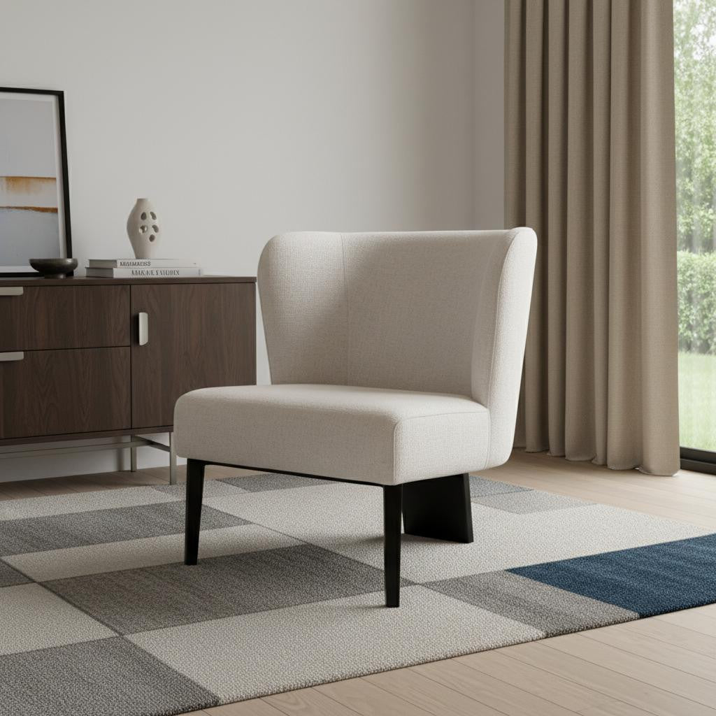 30" Gray And Black Upholstered Wingback Chair