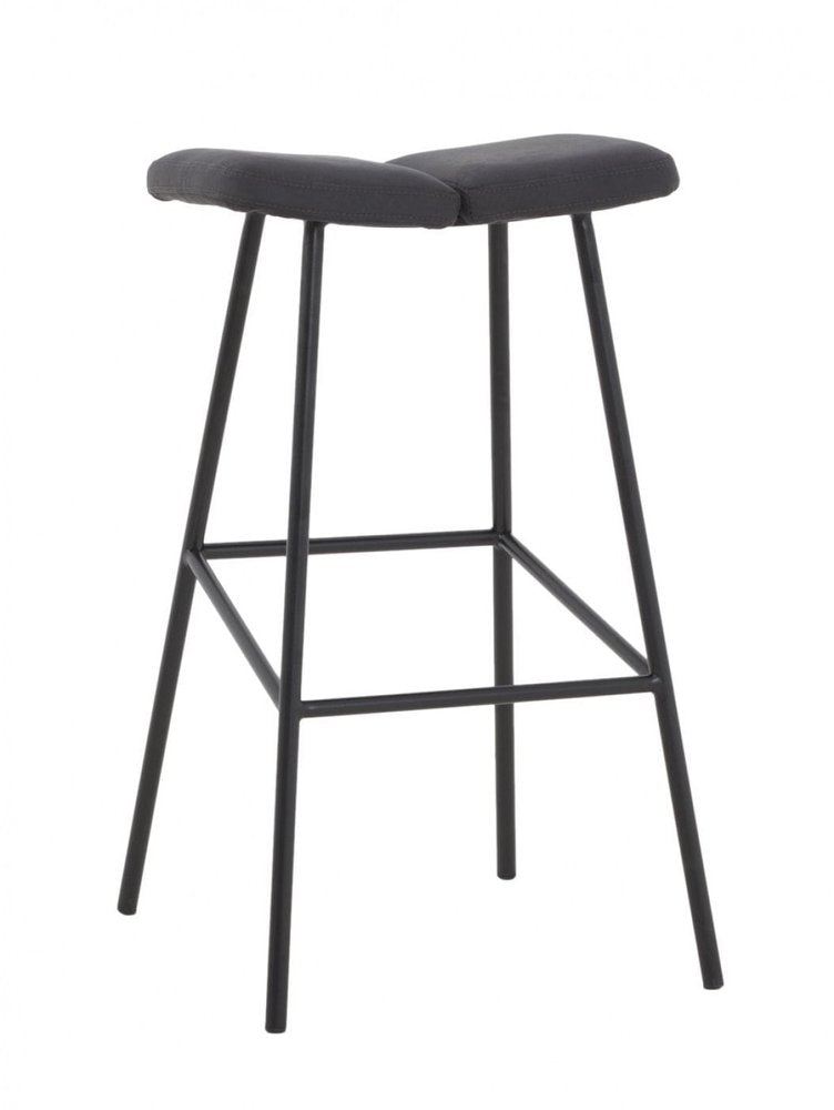30" Gray And Black Fabric And Steel Backless Bar Height Bar Chair