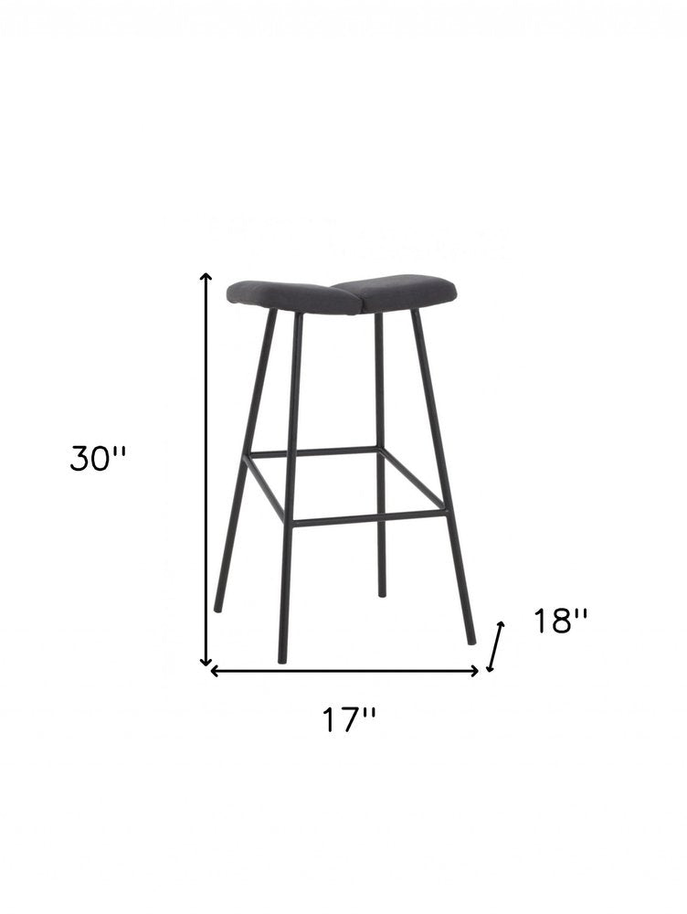 30" Gray And Black Fabric And Steel Backless Bar Height Bar Chair