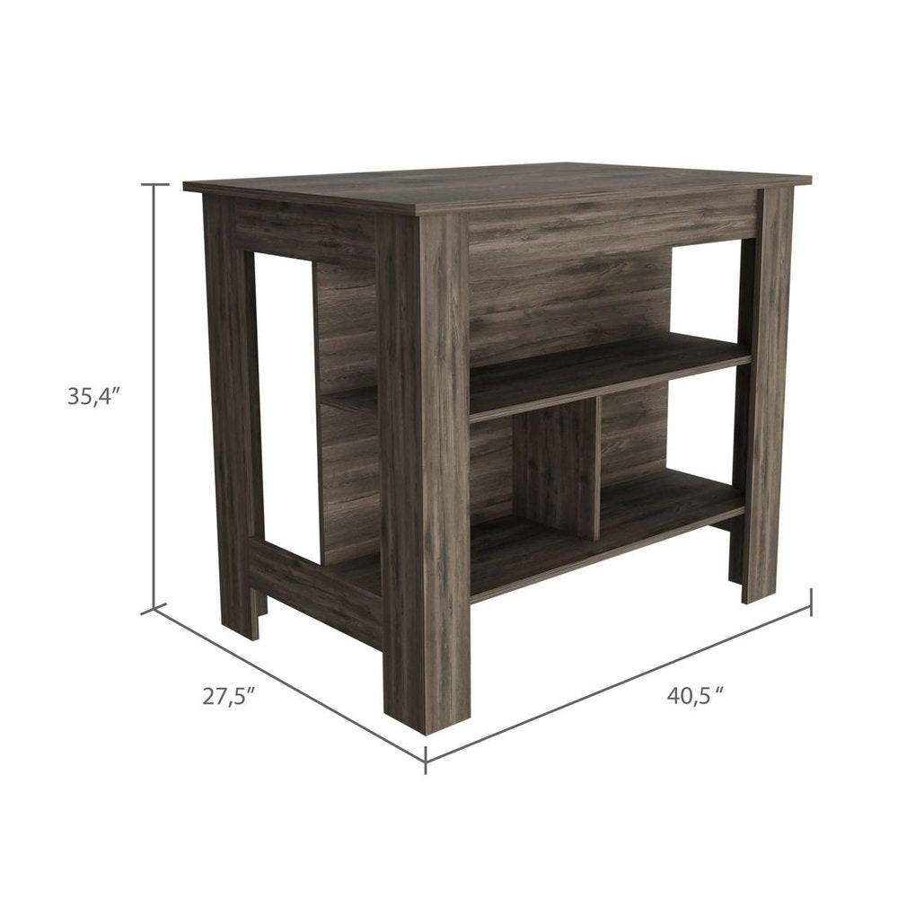 Brown 41" Kitchen Island With Storage