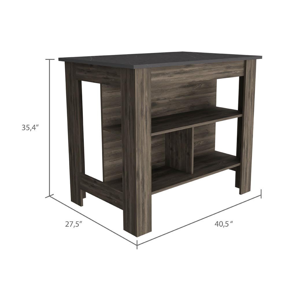 Dark Brown and Brown 41" Kitchen Island With Storage