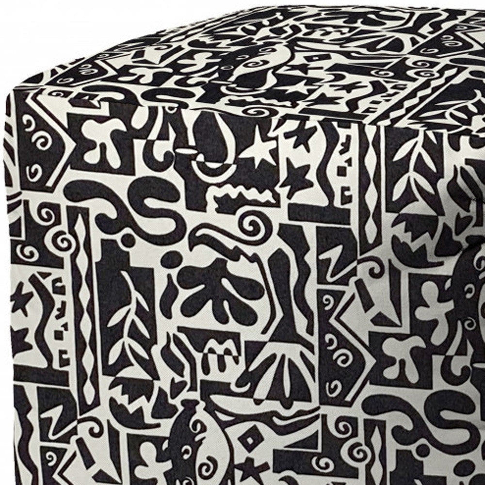 17" Black Cube Geometric Indoor Outdoor Pouf Cover