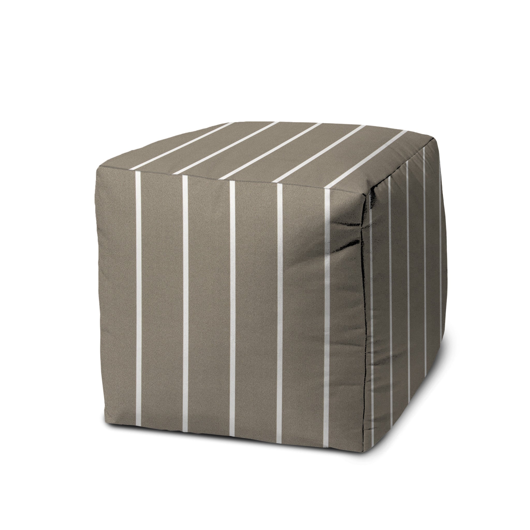 17" Gray Cube Striped Indoor Outdoor Pouf Cover