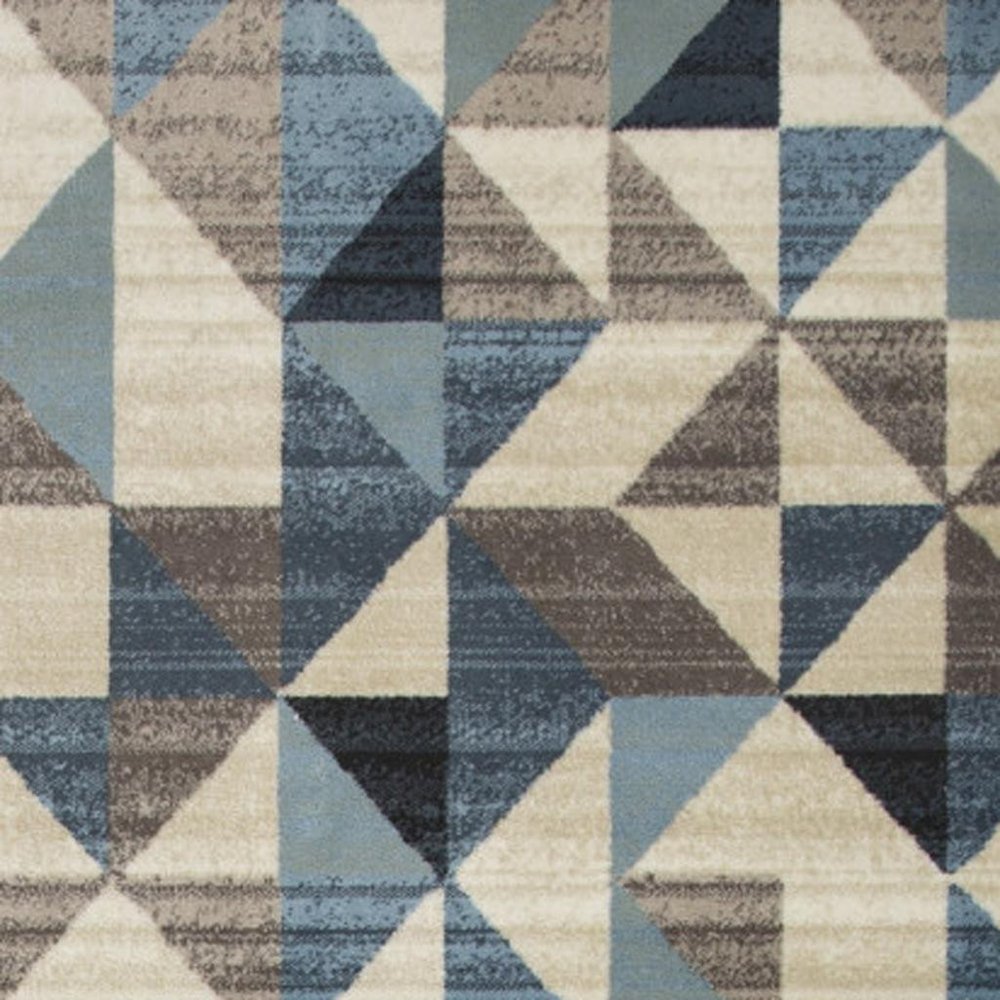 8' X 11' Beige Blue And Gray Geometric Area Rug