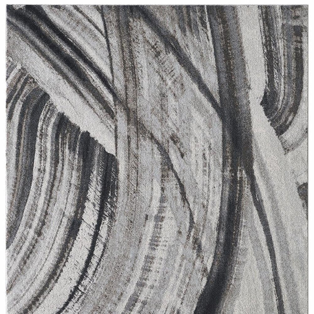 7' X 10' Gray and Ivory Abstract Area Rug