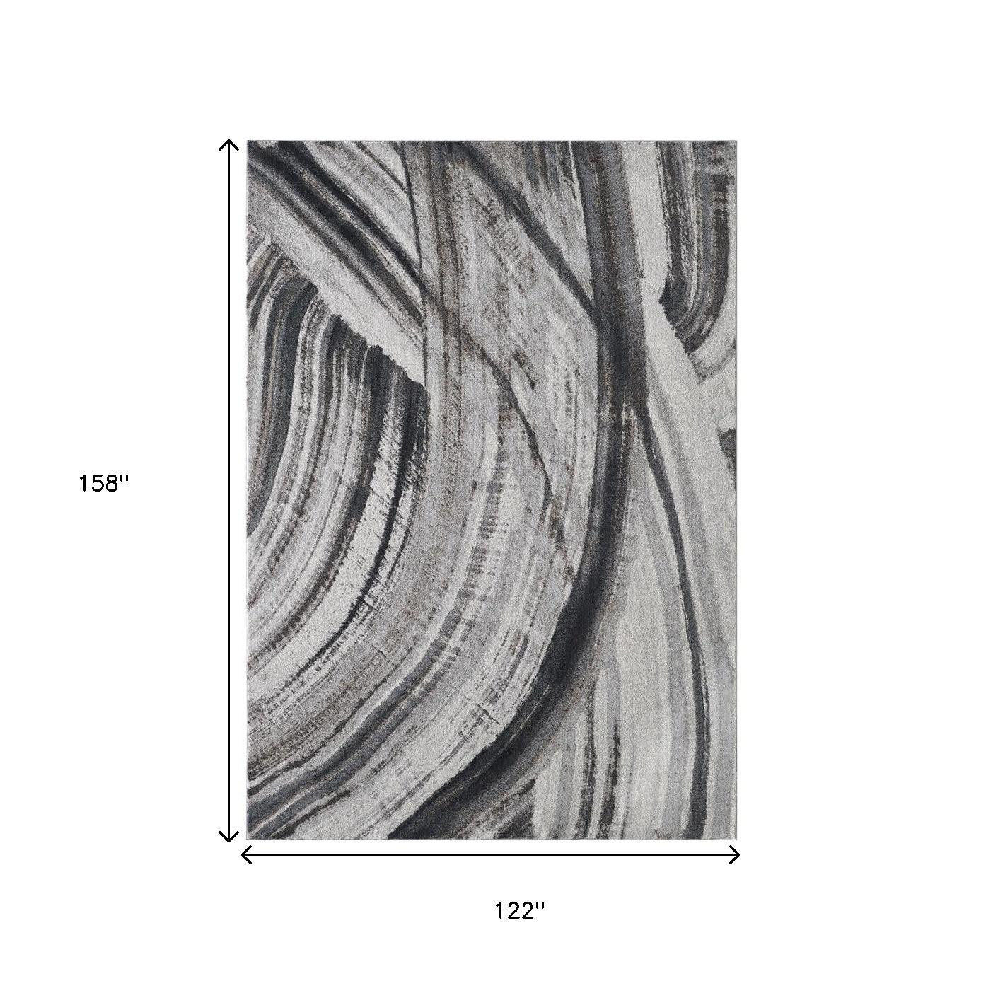 10' X 13' Gray Ivory Abstract Strokes Modern Area Rug