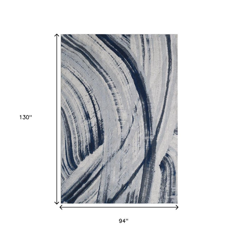 8' X 11' Ivory and Blue Abstract Area Rug