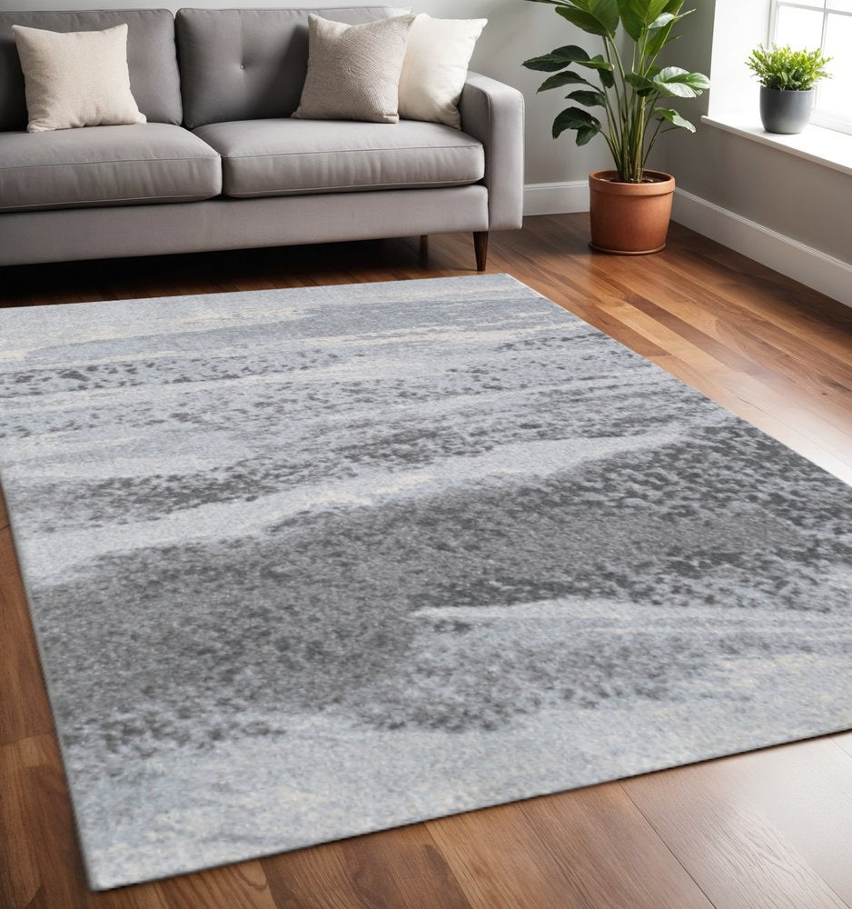 5' X 8' Blue and Gray Abstract Area Rug