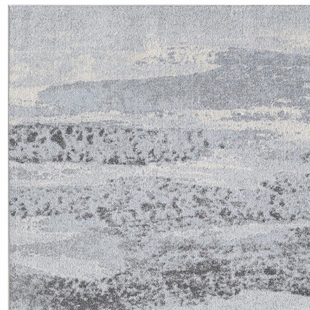 7' X 10' Blue and Gray Abstract Area Rug