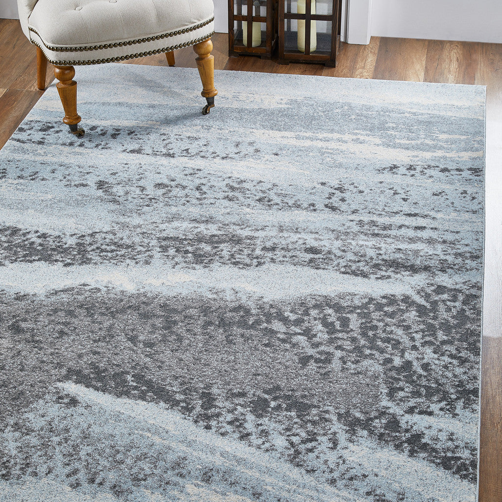 8' X 11' Blue and Gray Abstract Area Rug