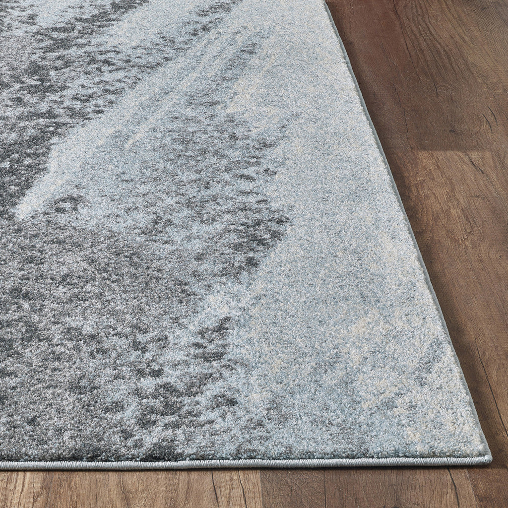8' X 11' Blue and Gray Abstract Area Rug