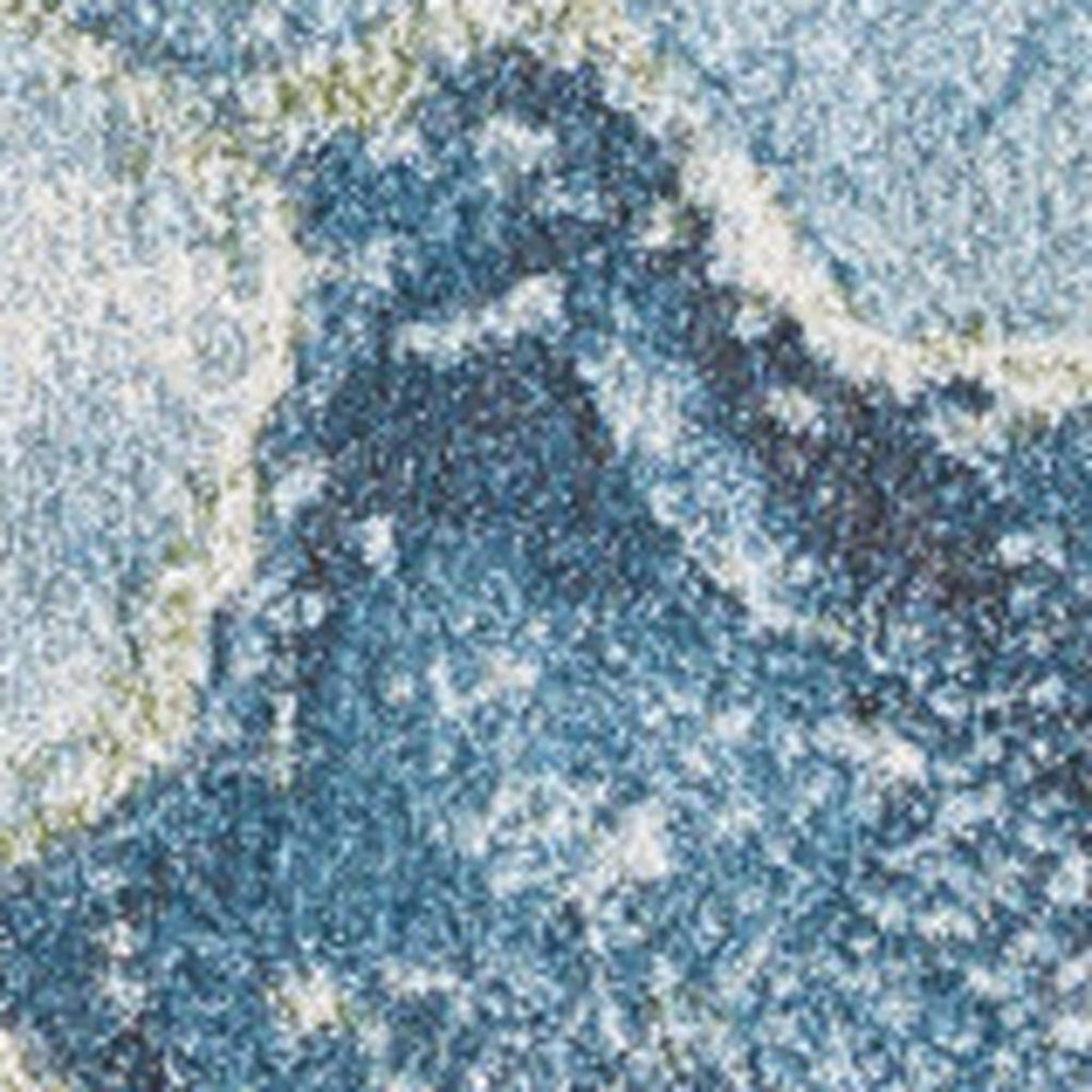 8' X 11' Teal Blue Green And Ivory Abstract Area Rug