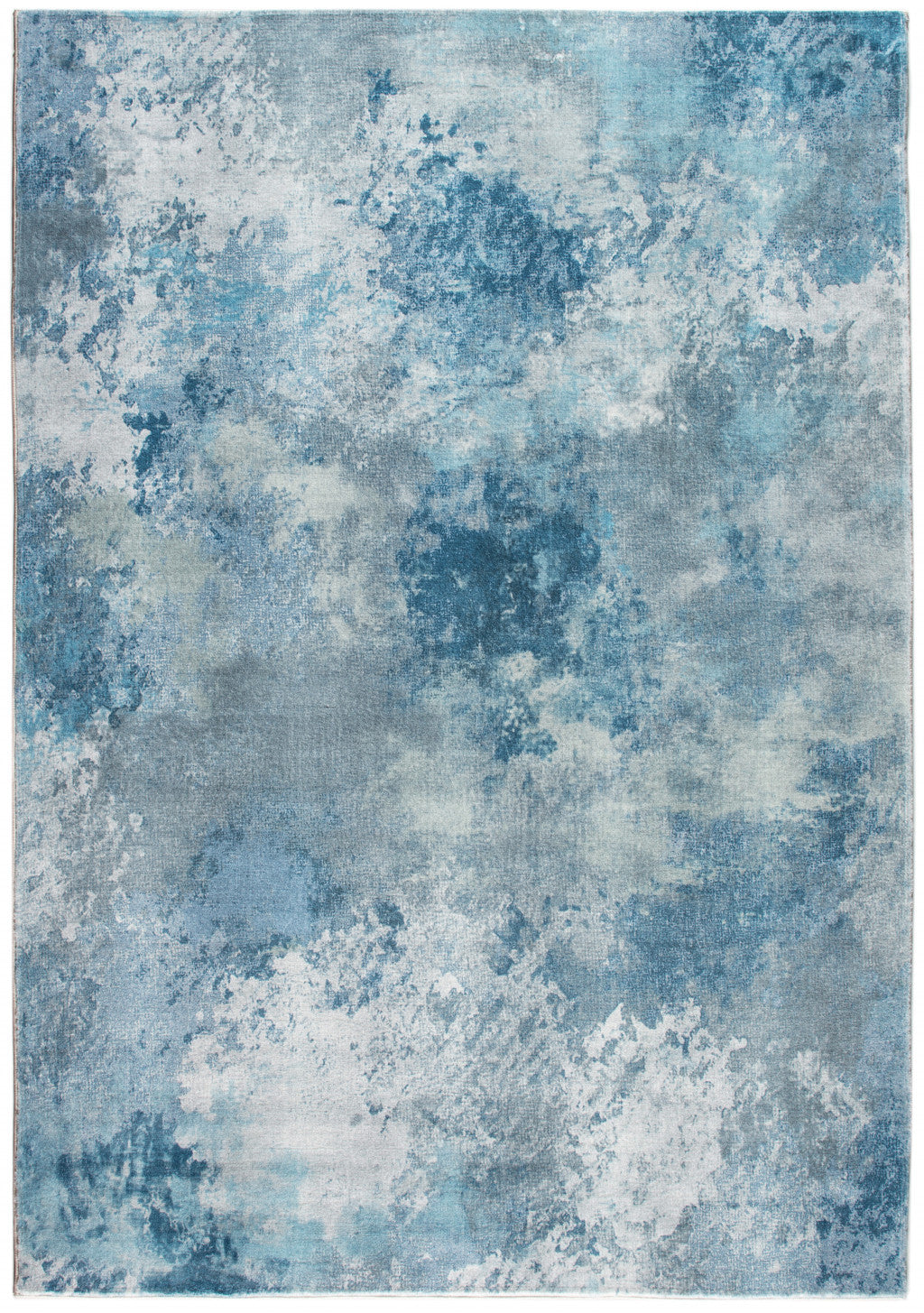 5' X 8' Blue And Ivory Abstract Area Rug