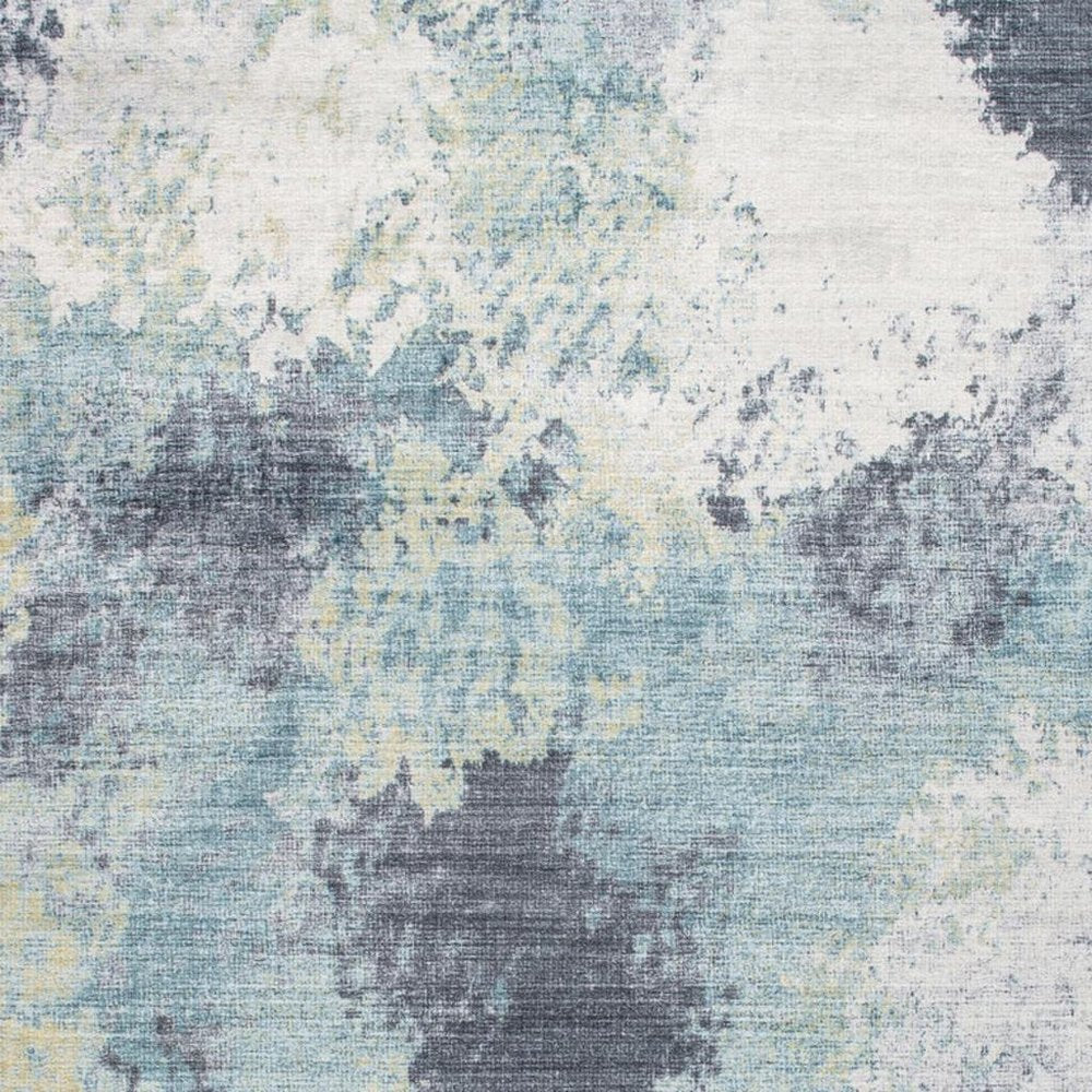 8' X 10' Blue and Ivory Abstract Area Rug