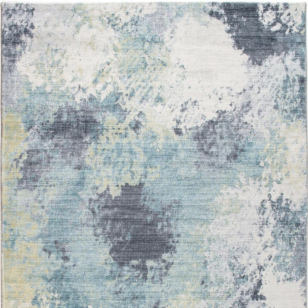 8' X 10' Blue and Ivory Abstract Area Rug