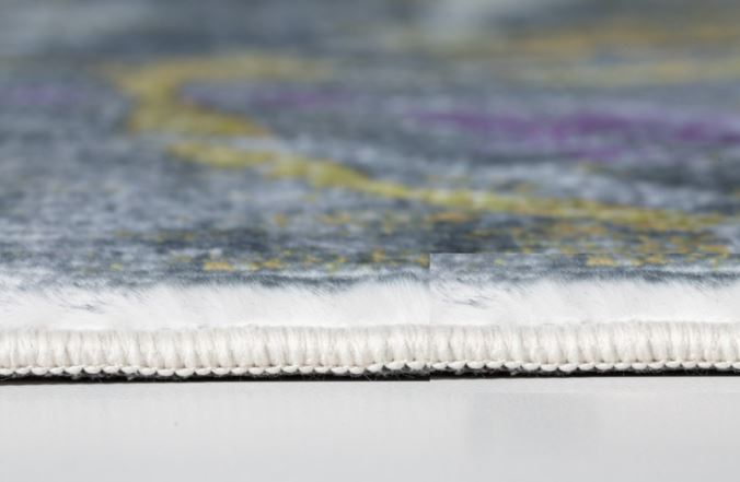 8' X 10' Gray Yellow And Purple Abstract Area Rug