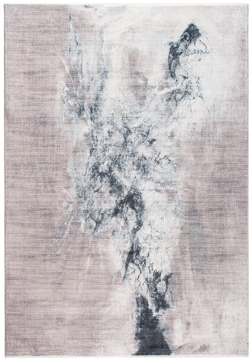 8' Sand Ivory And Black Abstract Runner Rug