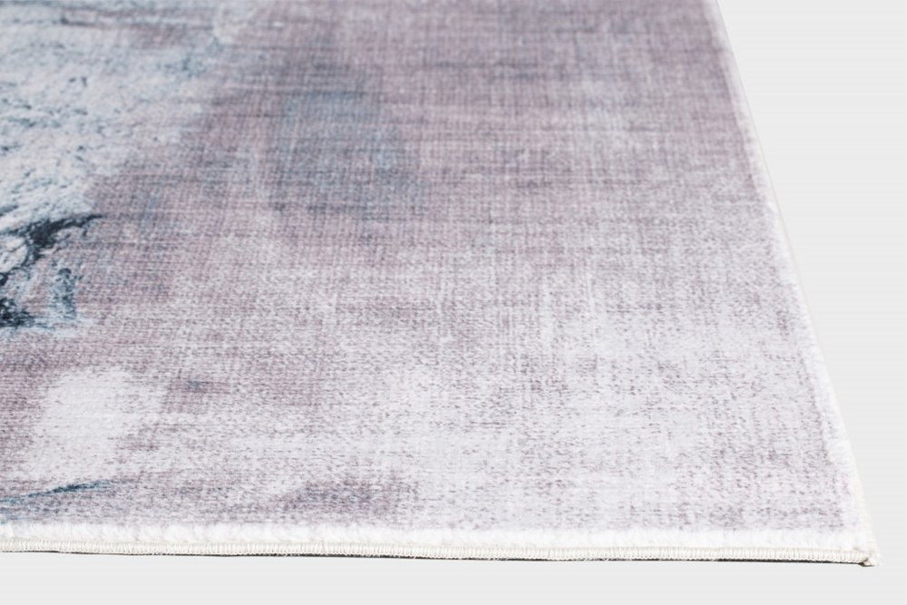8' Sand Ivory And Black Abstract Runner Rug