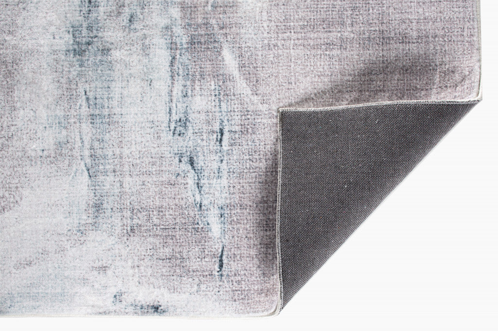 8' Sand Ivory And Black Abstract Runner Rug