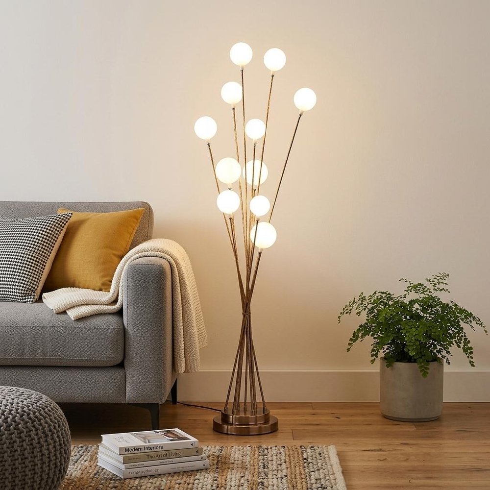 46" Gold 11 LED Novelty Floor Lamp With White