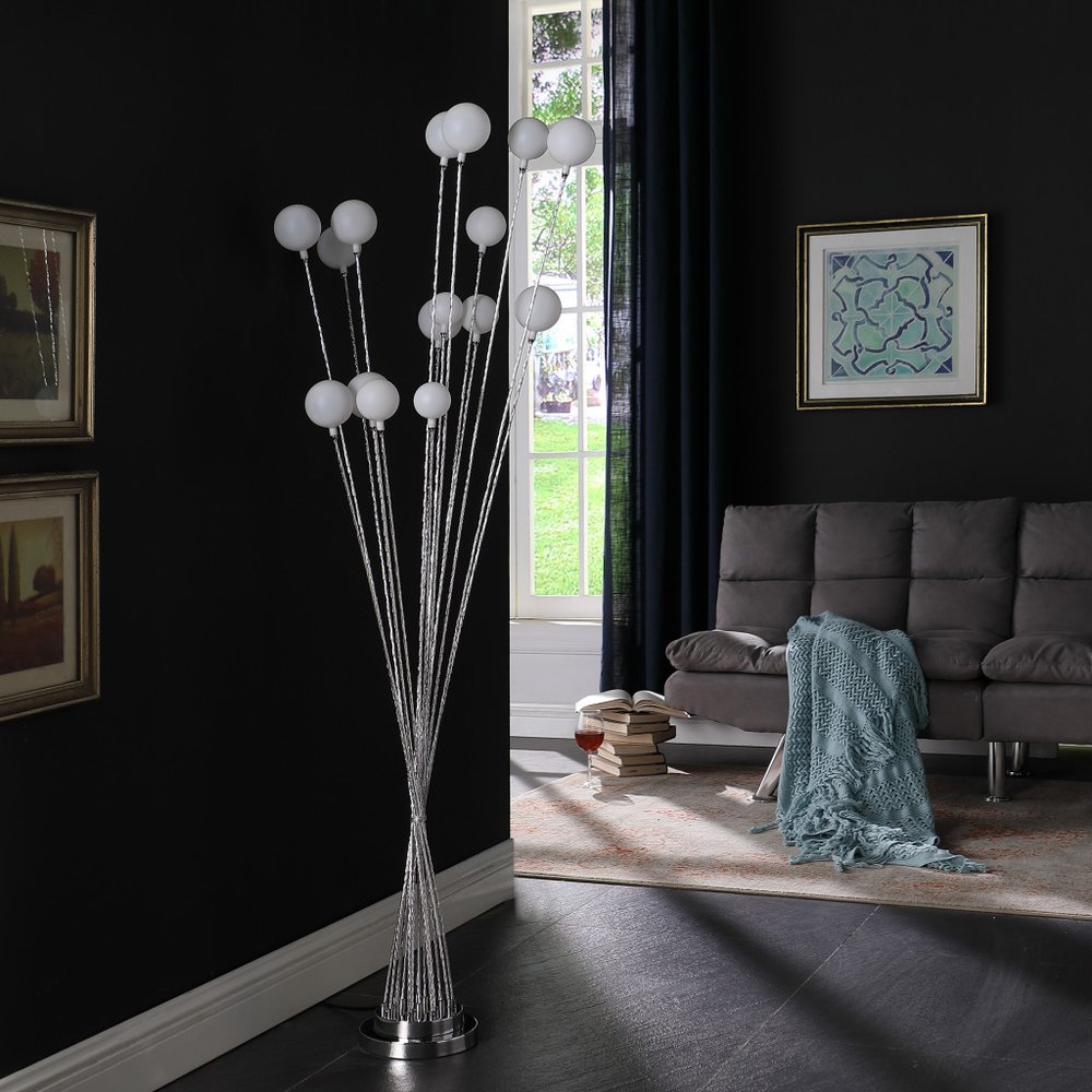 62" Silver 16 LED Novelty Floor Lamp With White