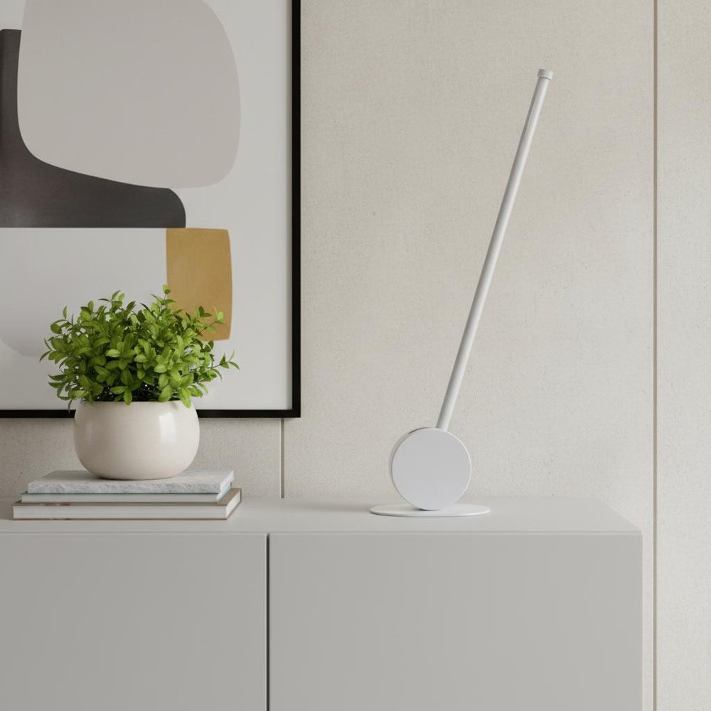 23" White Metal Leaning Stick LED Table Lamp