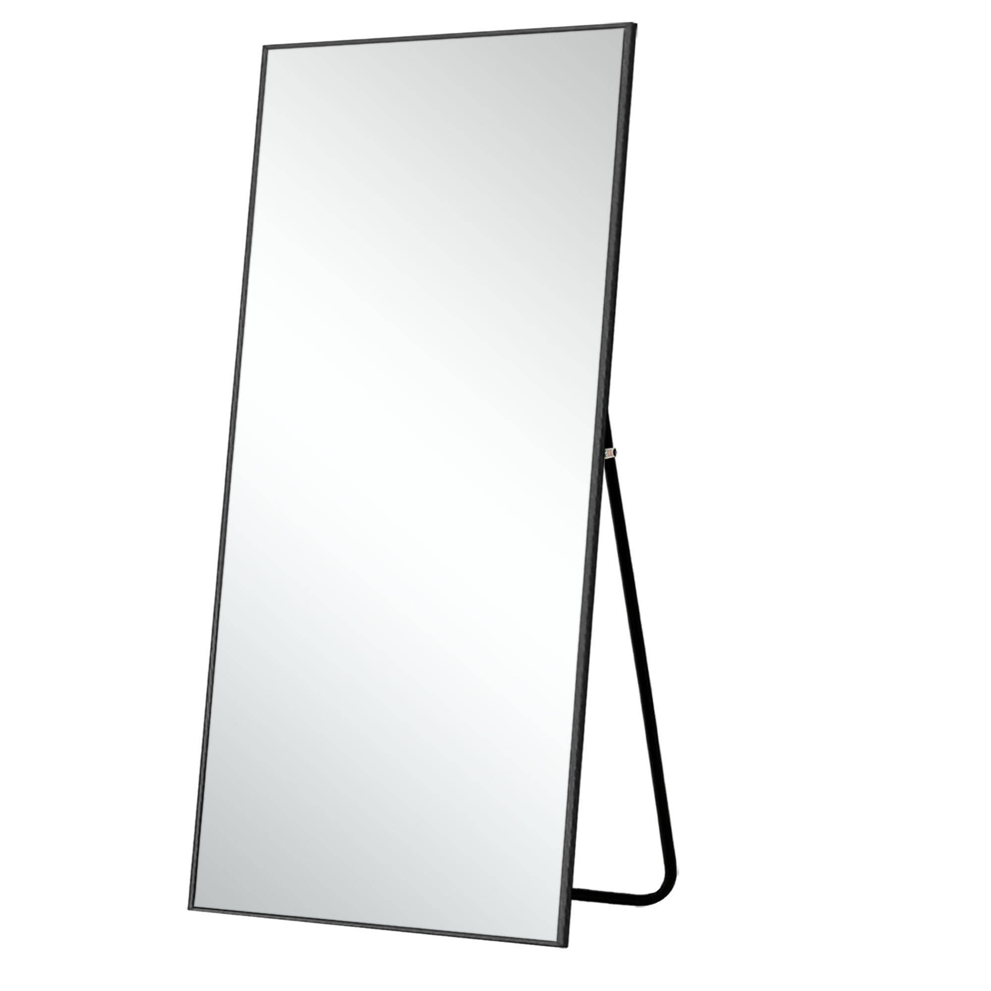 71" Black Metal Framed Leaning or Hanging Full Length Mirror