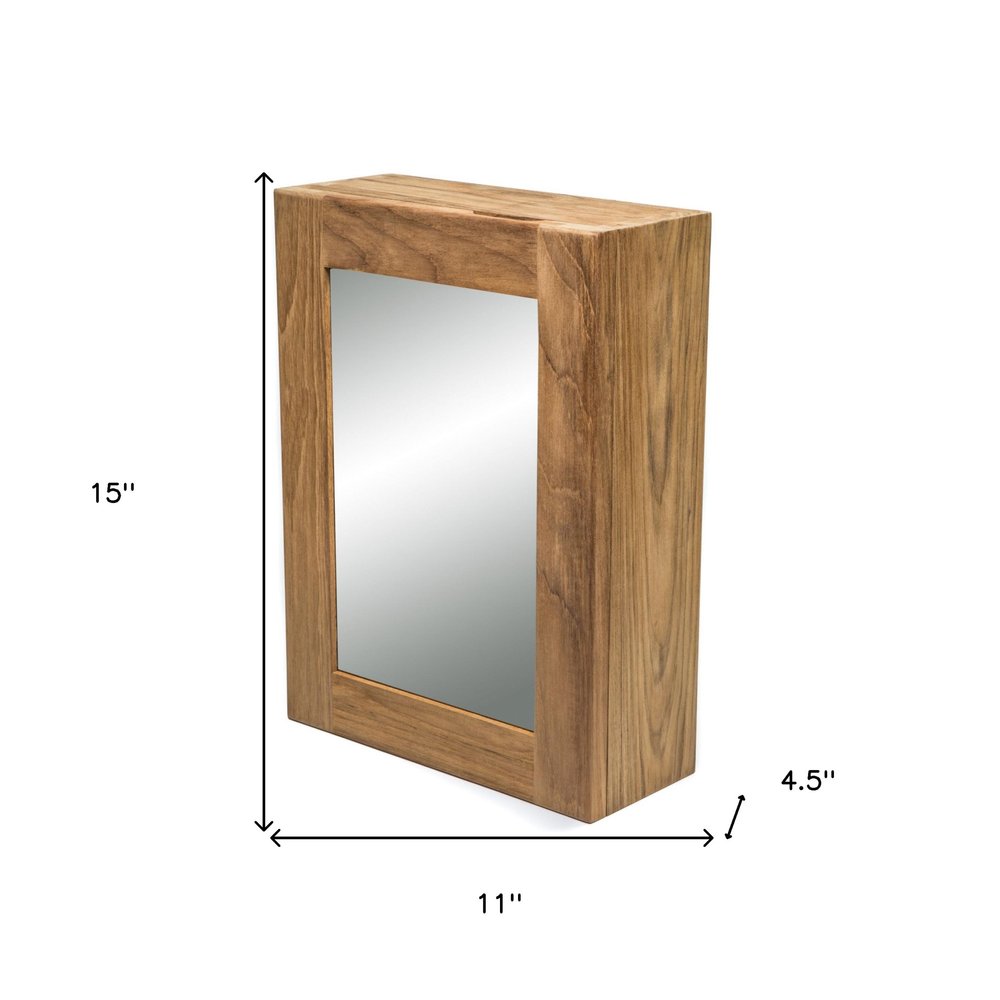 Solid Teak Mirrored Hanging Medicine Cabinet