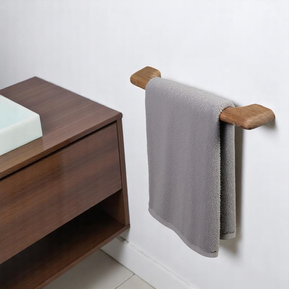 14" Traditional Solid Teak Towel Bar