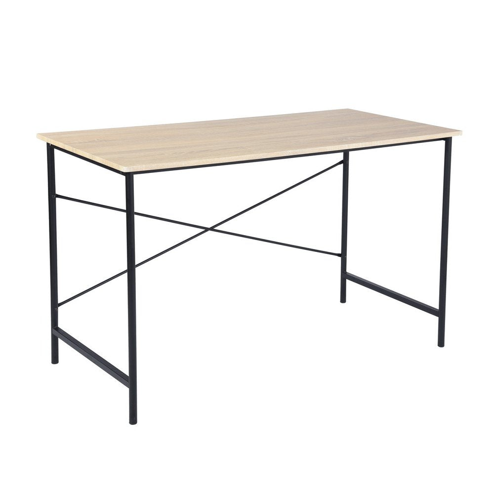 48" Natural and Black Wood and Aluminum Computer Desk