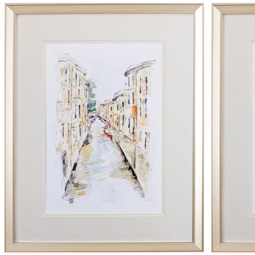 Set of Two Brown Streets of Venice Framed Art