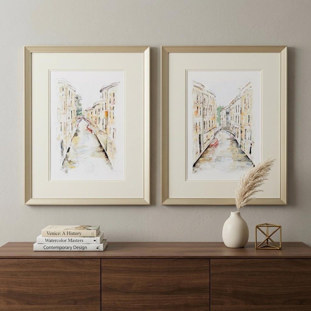 Set of Two Brown Streets of Venice Framed Art