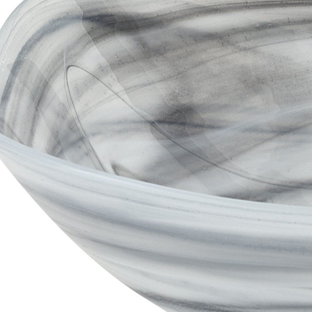 Set of Two 6" Gray And White Alabaster Glass Square Candy or Nut Bowls