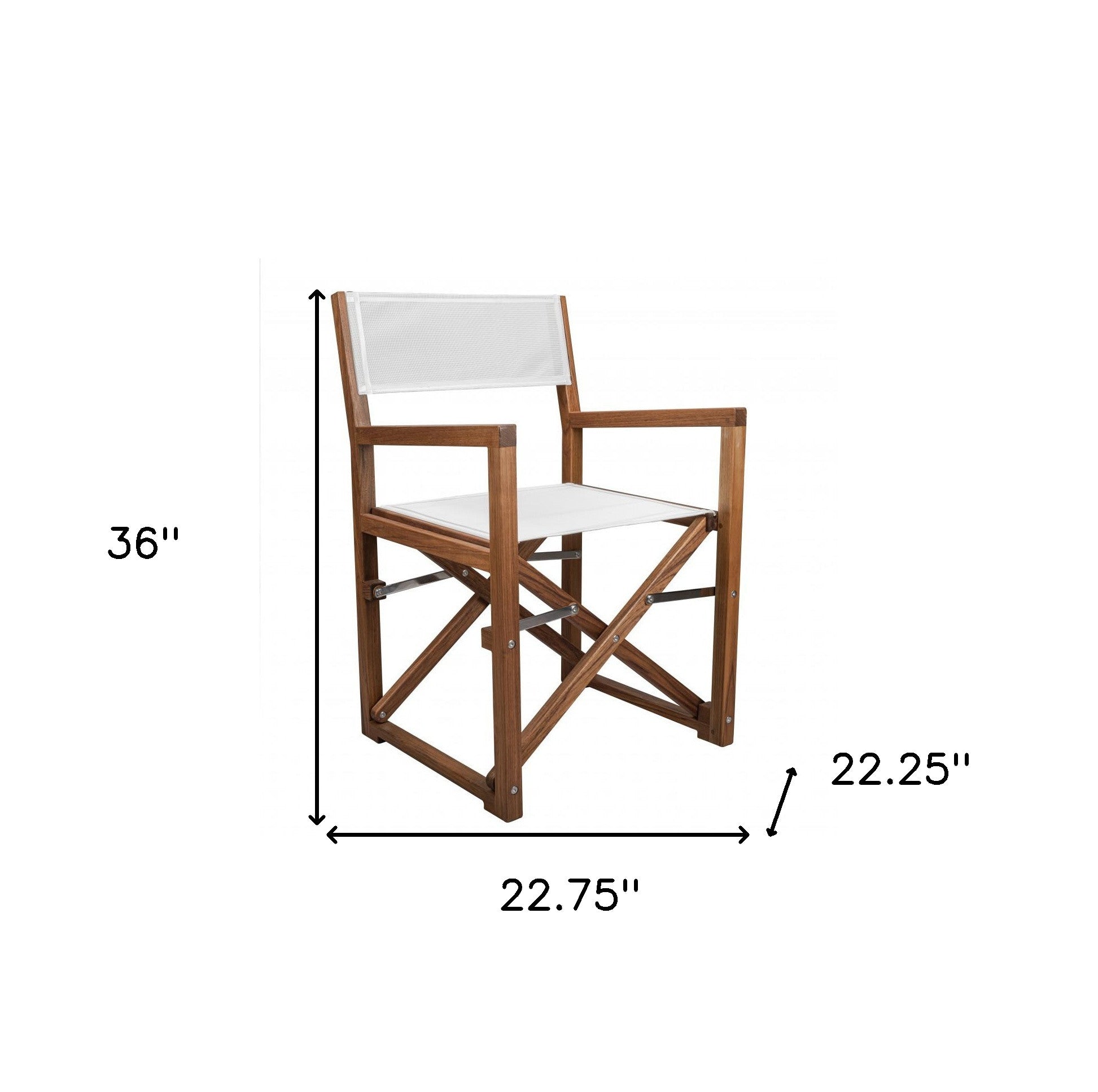23" White and Natural Wood Solid Wood Indoor Outdoor Director Chair