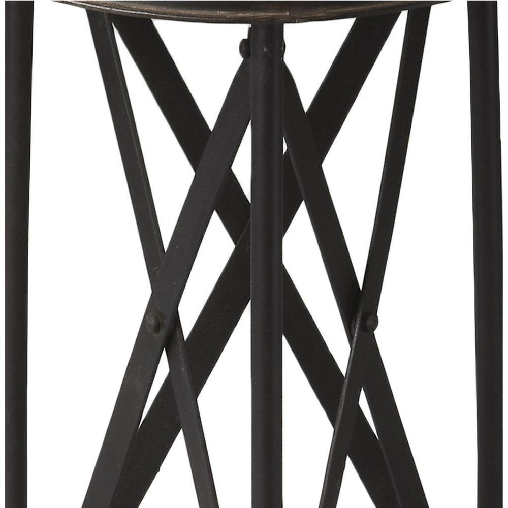 23" Black Industrial Rolling Round End Table