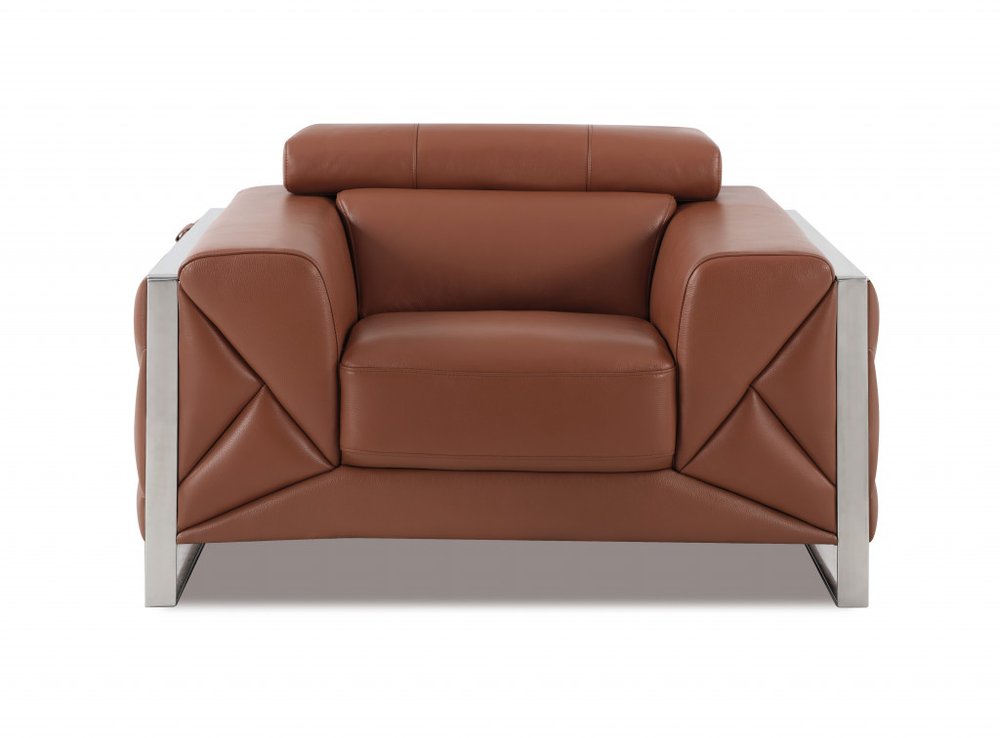 48" Black And Silver Italian Leather Club Chair