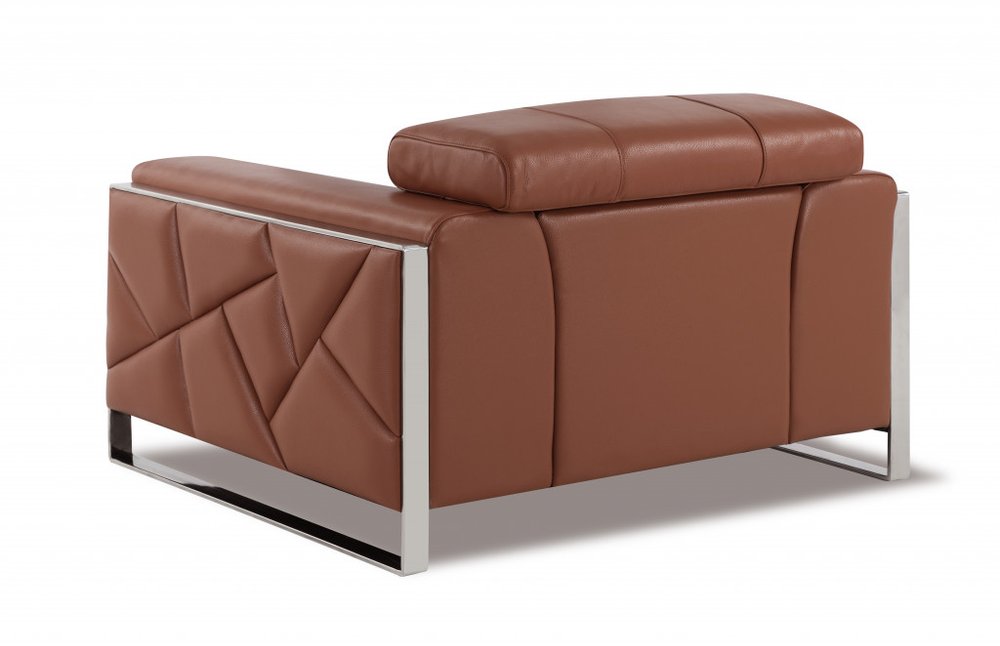 48" Black And Silver Italian Leather Club Chair