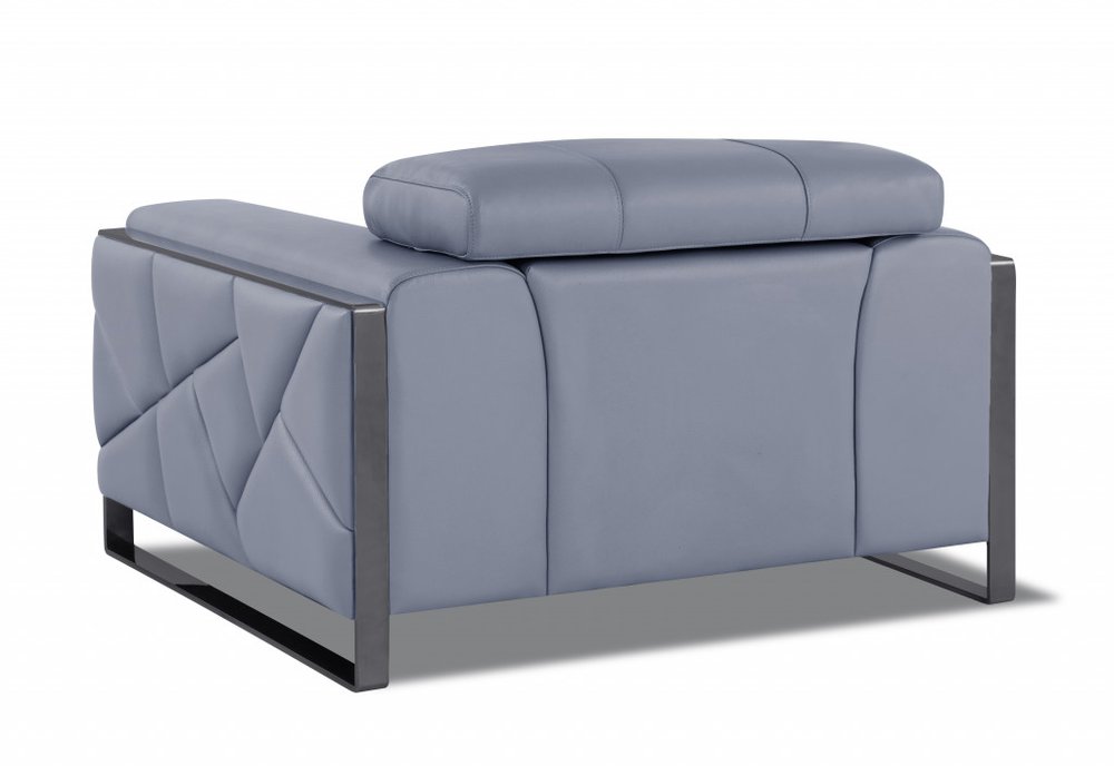 48" Black And Silver Italian Leather Club Chair