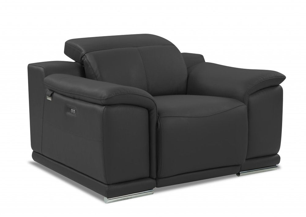 48" Camel And Silver Italian Leather Arm Chair