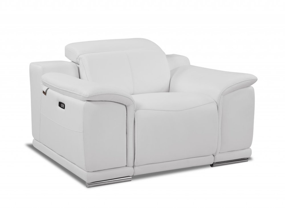 48" Camel And Silver Italian Leather Arm Chair