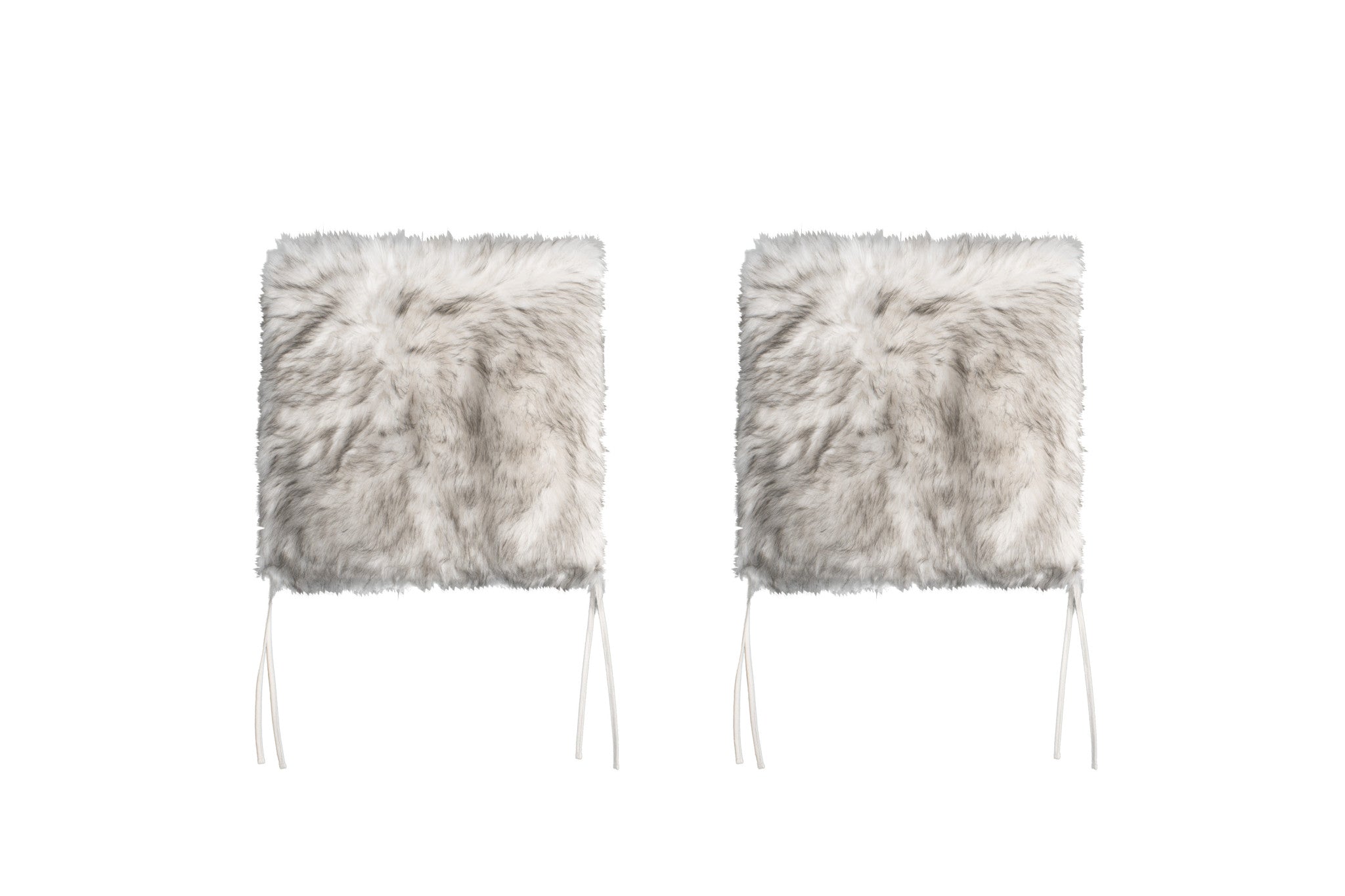 Set Of Two 17" X 17" Ombre Grey Faux Fur Dining Chair Cushion Pads