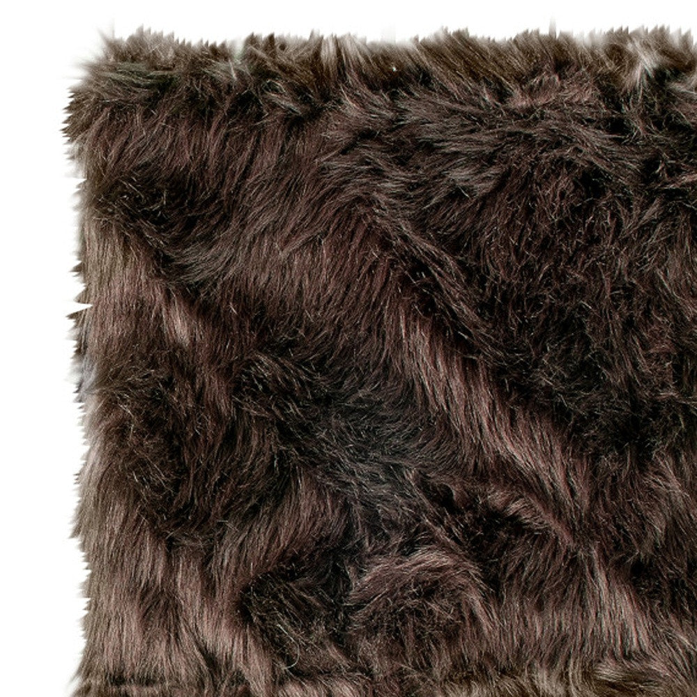 Set of Two 17" Chocolate Faux Fur Dining Chair Pads