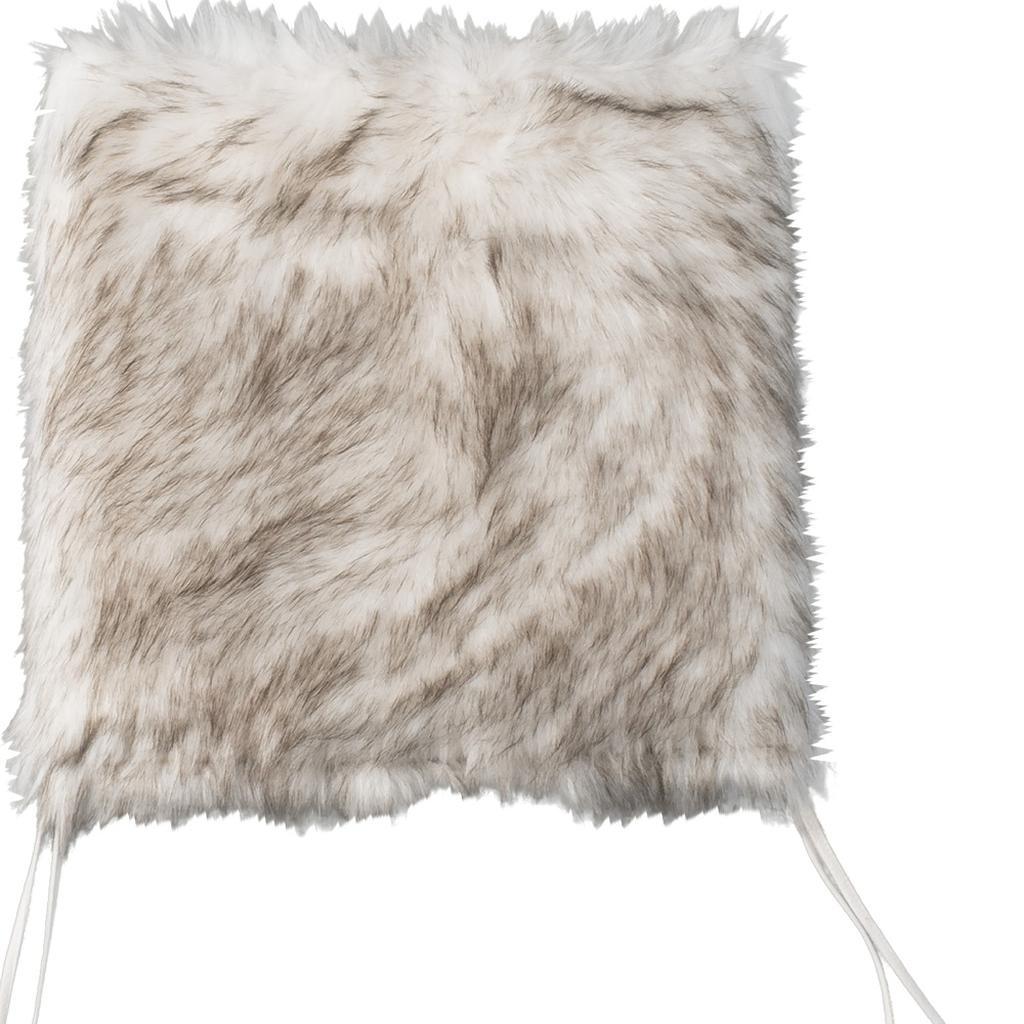 Set of Two 17" Ivory and Brown Faux Fur Dining Chair Pads