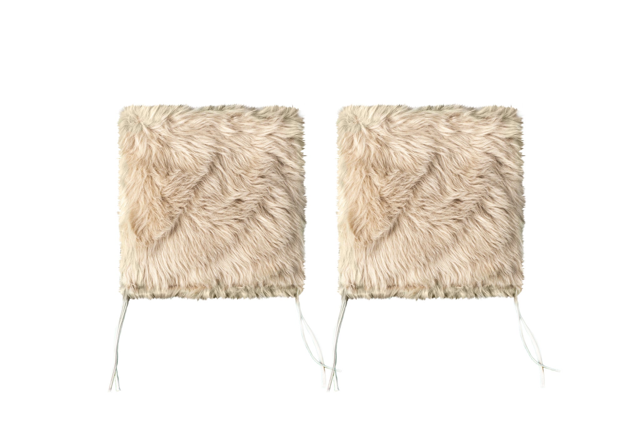 Set Of Two 17" X 17" Taupe Faux Fur Solid Color Dining Chair Pads