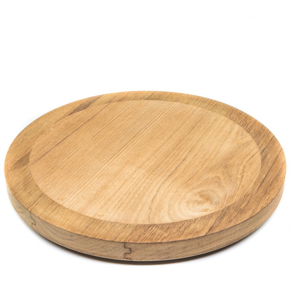 11" Brown Solid Wood Round Accent Mirror